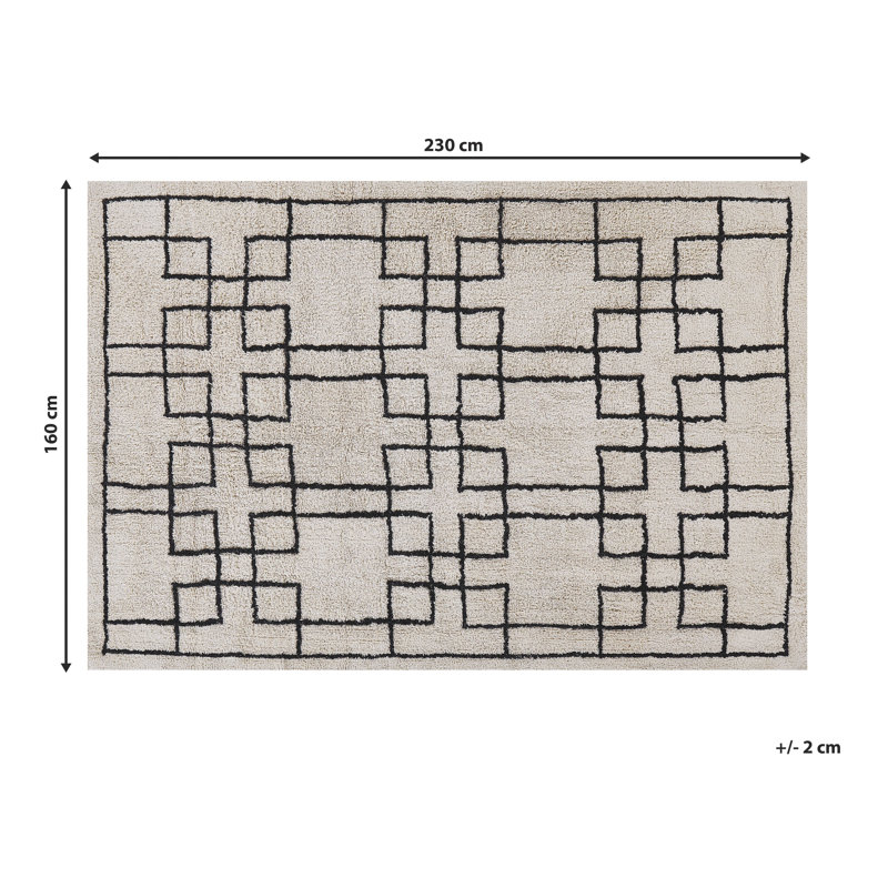 Elaini Geometric Cotton Area Rug, Rectangle 160 x 230cm