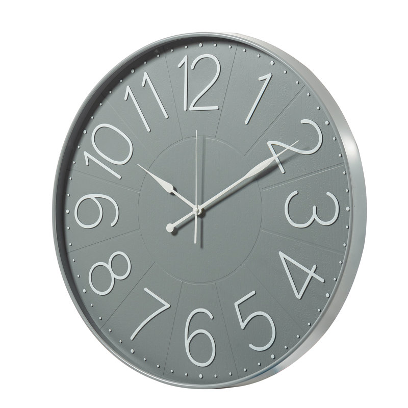 Horloge murale ronde 23,5 po Stonehaven, Gris