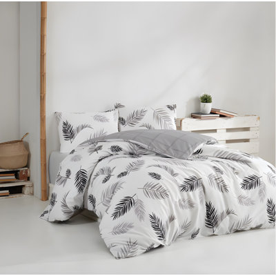 Luxury 100% Cotton Ranforce Quilt Cover Set, Grey & White, Twin Size (Approx. 61 x 79) | 140 Thread Count, Machine Washable, Button Closure Duvet & Envelope Pillowcase (1 Piece) | Soft, Durable & Elegant Bedding