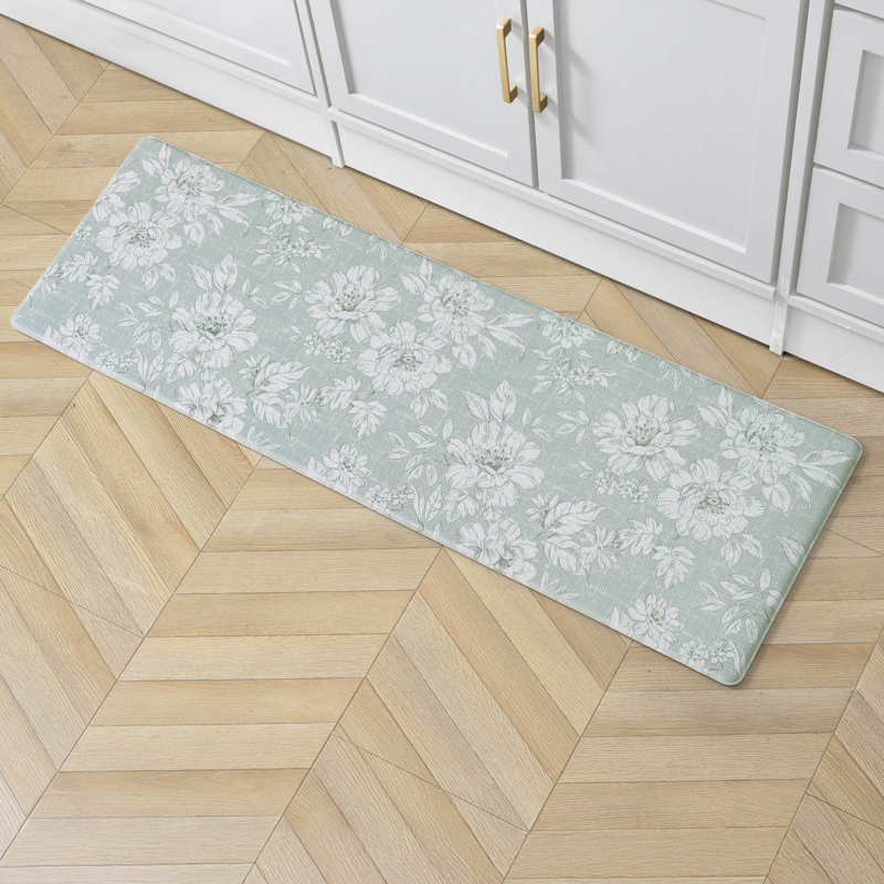 Laura Ashley Iris Comfort Standing Anti-Fatigue Mats, Rectangle 1'5" x 4', Green