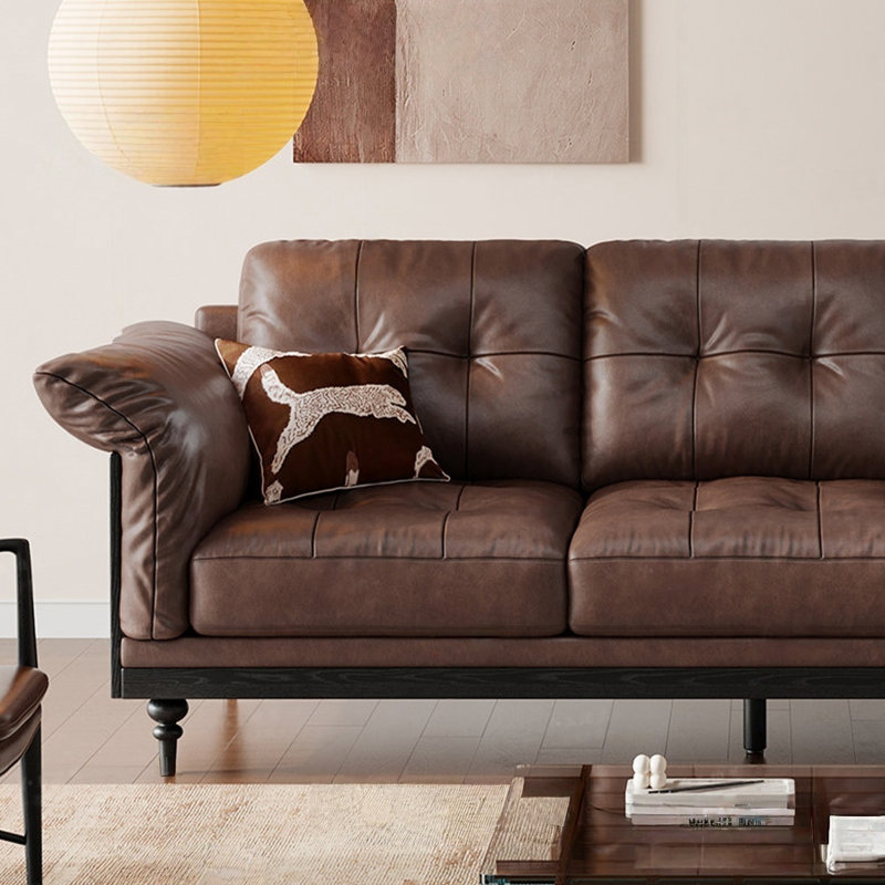 Causeuse-coussin standard en cuir véritable brun