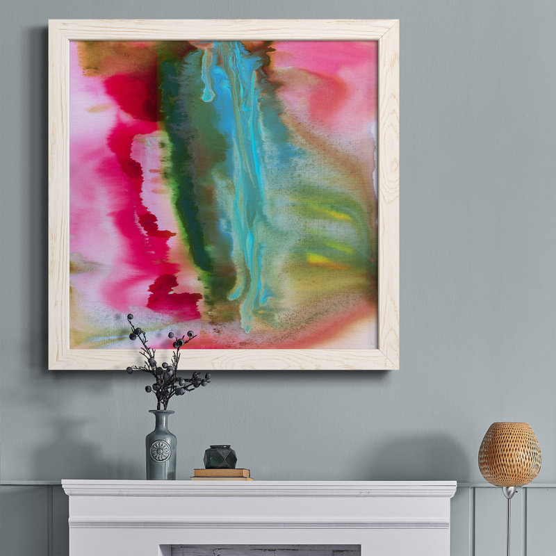 Summer Romance II - Peinture sur toile encadrée, H 17 po x l 17 po x P 1,5 po, Cadre blanc