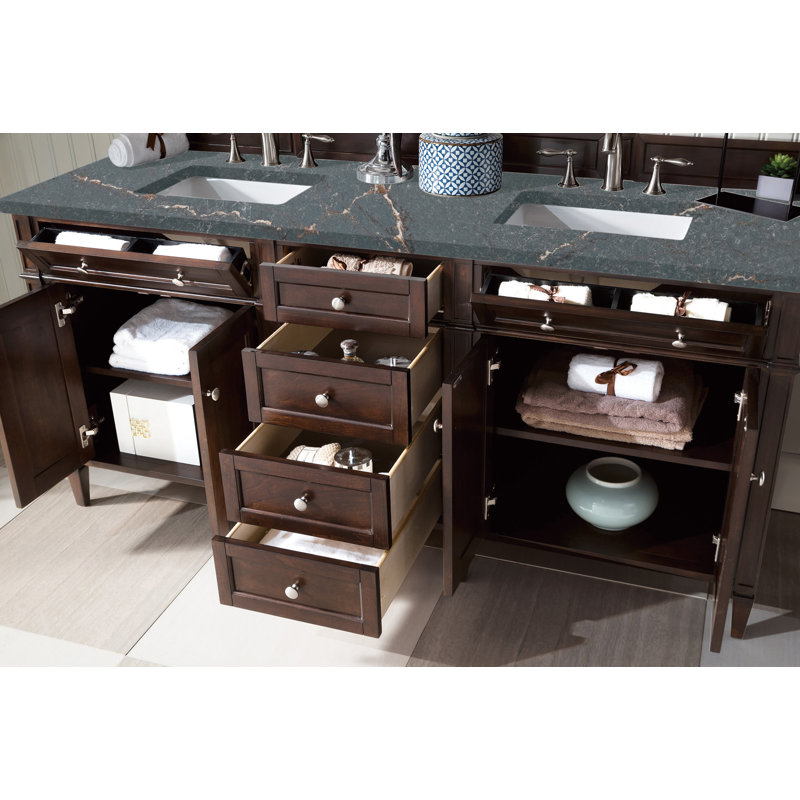 Brittany 72'' W Double Vanity, Parisien Bleu, Burnished Mahogany
