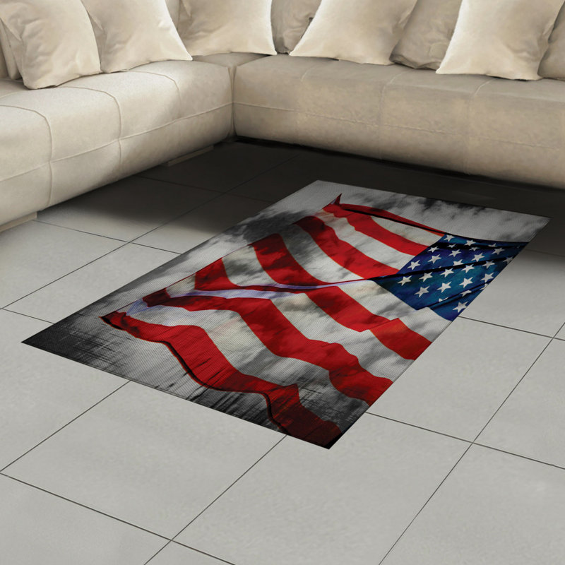 American Flag High Density Long Fiber Poly Threads Decorative Area Rug Carpet, Rectangle 4' x 5'8"