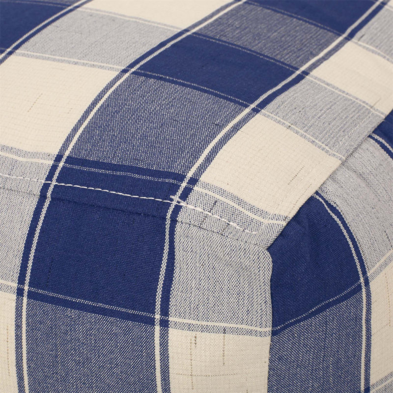 Connor Checkered Square Pouf, Versatile Ottoman And Floor Cushion With Polystyrene Bead Filling For Comfort And Style