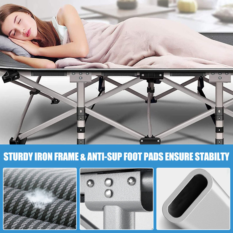 Folding Guest Bed with Mattress, Space-Saving Spare Bed for Small Rooms & Overnight Guests, Portable Foldable Bed, Standard & XL Sizes, Grey, Blue & Black