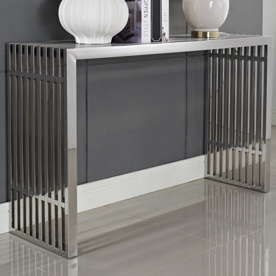 Console moderne en acier inoxydable Gridiron Modway