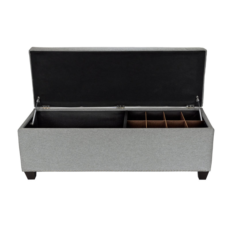 Lalonde Polyester Blend Upholstered Storage Bench, Stone, Yes