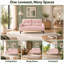 Canapé deux places en velours côtelé rose de 120 cm avec poches de rangement latérales.-47207601