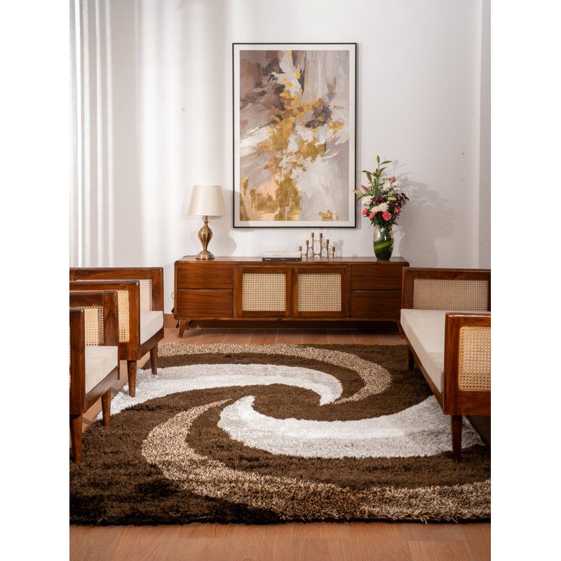 Heller Hand Tufted Shag Polyester Eco-Friendly Area Rugs - Rectangle, Multicolor, Abstract, Contemporary Modern Design, High Pile Thick Handmade Anti Skid Area Rugs for Living Room, Bed Room