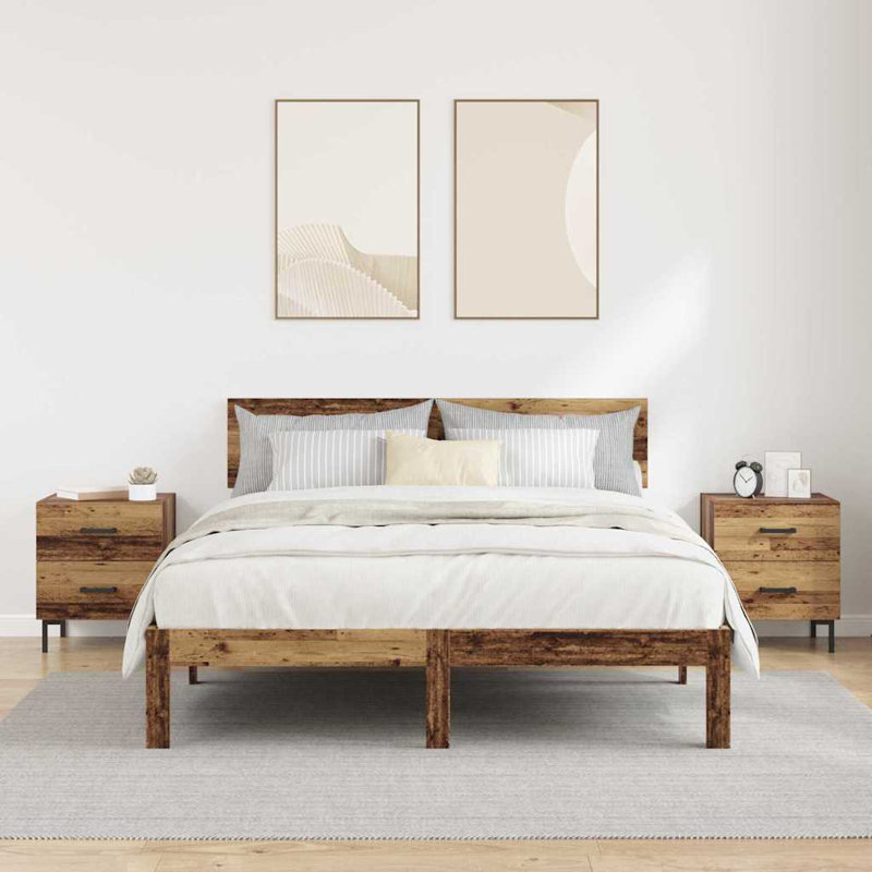 40cm W Manufactured Wood Bedside Table, Old Wood