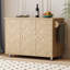 Îlot de cuisine 51,2 po avec abattant, placage de bois de frêne massif, chariot de cuisine à roulettes Coastal avec support de rangement, bois naturel