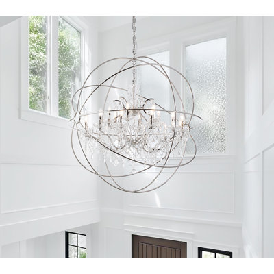 18-light Orb Sphere Chrome Chandelier With Crystal Accents