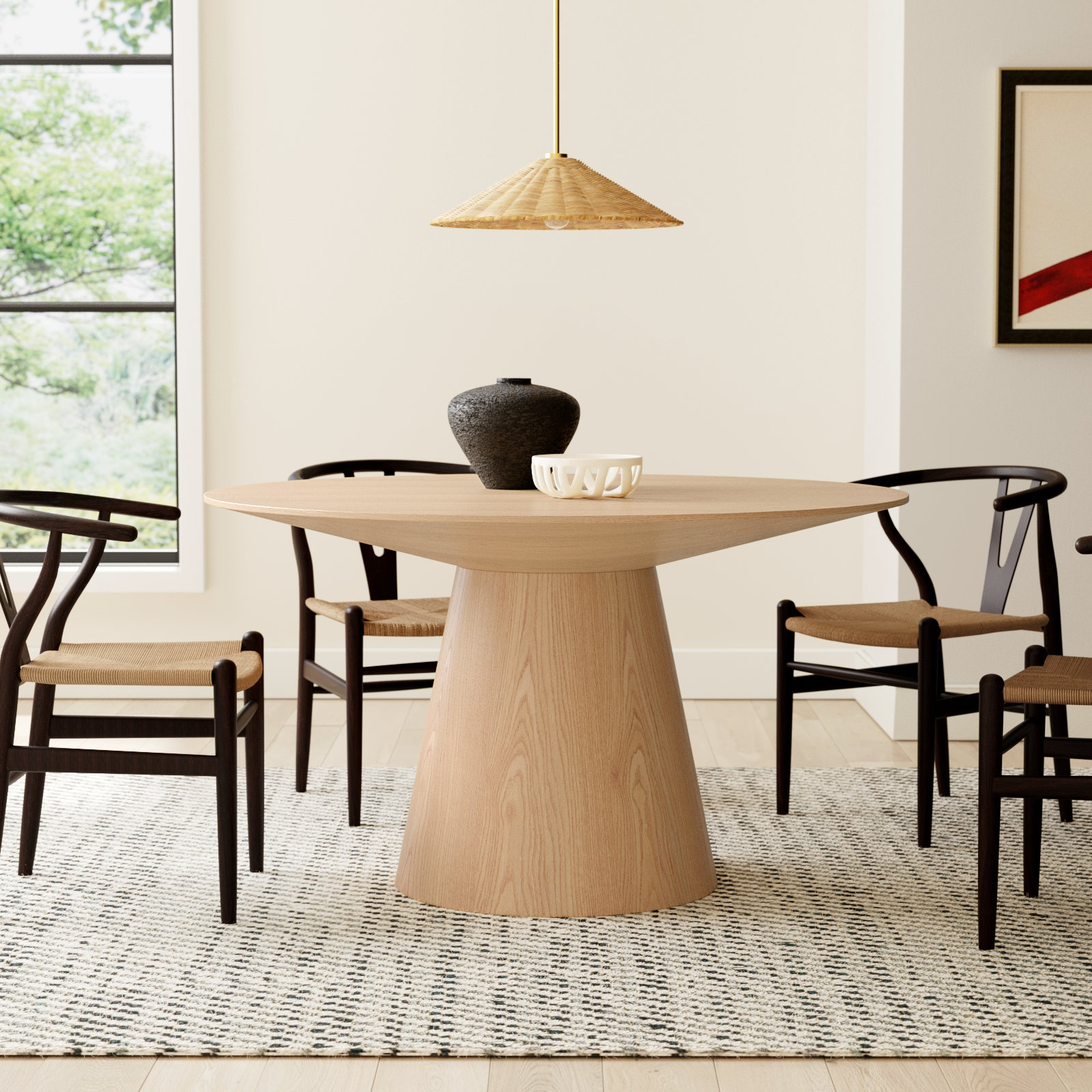 Adara 53" Oak Dining Table, 53.2" W x 53.2" L, Oak