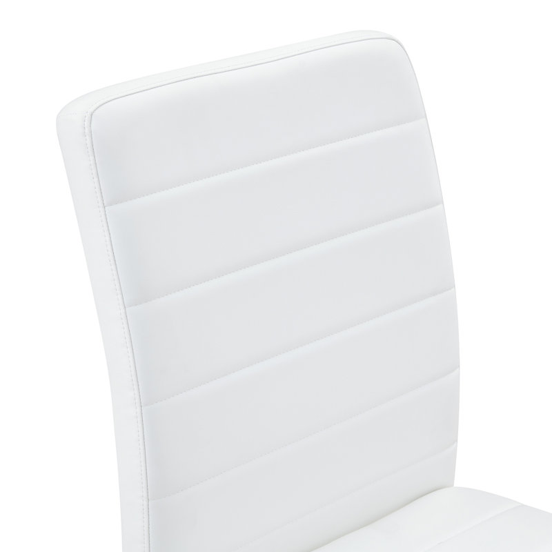 Chaises de salle à manger rembourrées Modern, Set of 2, Blanc, Argent argent