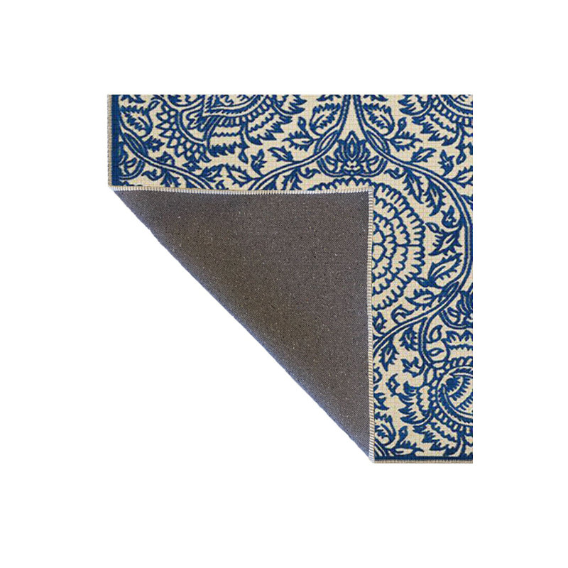 Tapis bleu tissé à motif géométrique lavable à la machine, Sous-tapis rectangulaire 2 pi 6 po x 4 pi 11 po