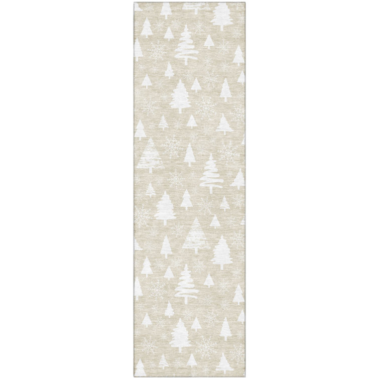 Premium Machine Washable Dockside AMF1815 Christmas Trees Rug