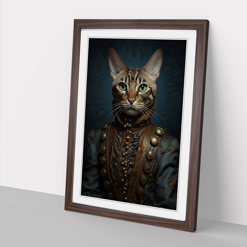 Bengal Cat Surrealism No.3 - Framed Print, 34cm H x 25cm W x 2cm D, Walnut Framed