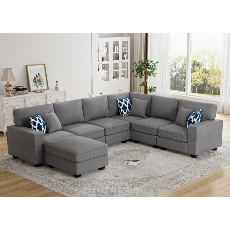 Flexible Combination Module Reversible Sectional Sofa, Dark Gray Polyester Blend