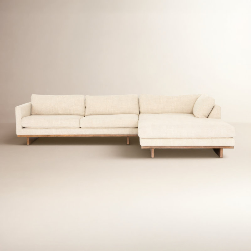 Everly Chaise Sectional, Right Hand Facing, 32" H x 133" W x 86" D, Irving Taupe Polyester Blend
