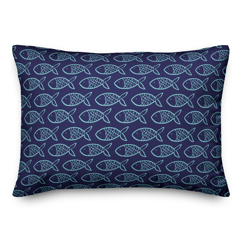 Coussin décoratif blue fish pattern, Polyester / Bourre en polyester