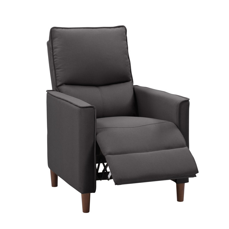 Upholstered Manual Pushback Recliner Armchair, Dark Gray