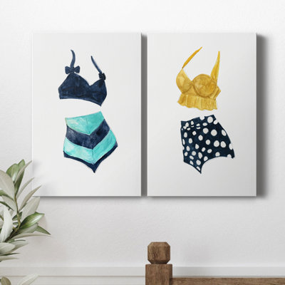 «Swim vêtements III», ensemble de 2 reproductions d'art texturé sur toile tendue