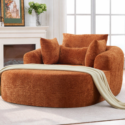 Oversized Chaise Lounge Chair, 65.7" Deep Seat Sleeper Sofa with Soft Chenille Upholstery, Throw Pillows & Armrests