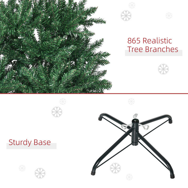 Sapin de Noël artificiel 7 'de haut non éclairé avec branches réalistes et 865 pointes, vert