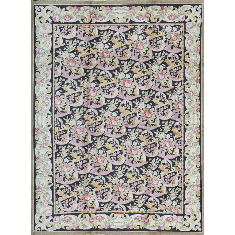 Savonnerie Wool Floral Area Rug