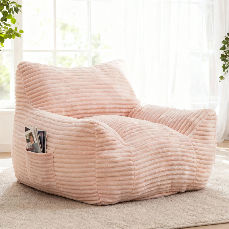 Fauteuil à billes pour adultes, canapé paresseux surdimensionné pour salon et chambre à coucher, Rose