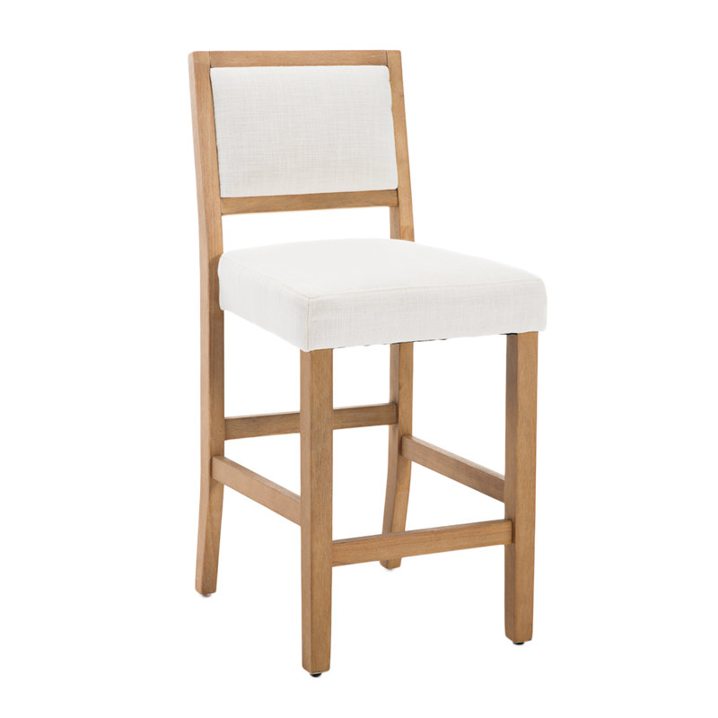 Upholstered Seat Counter Stool With Solid Wood Frame, Farmhouse Counter Height Bar Stool For Kitchen/Dining Room