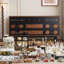 Buffet en bois massif noir et noyer