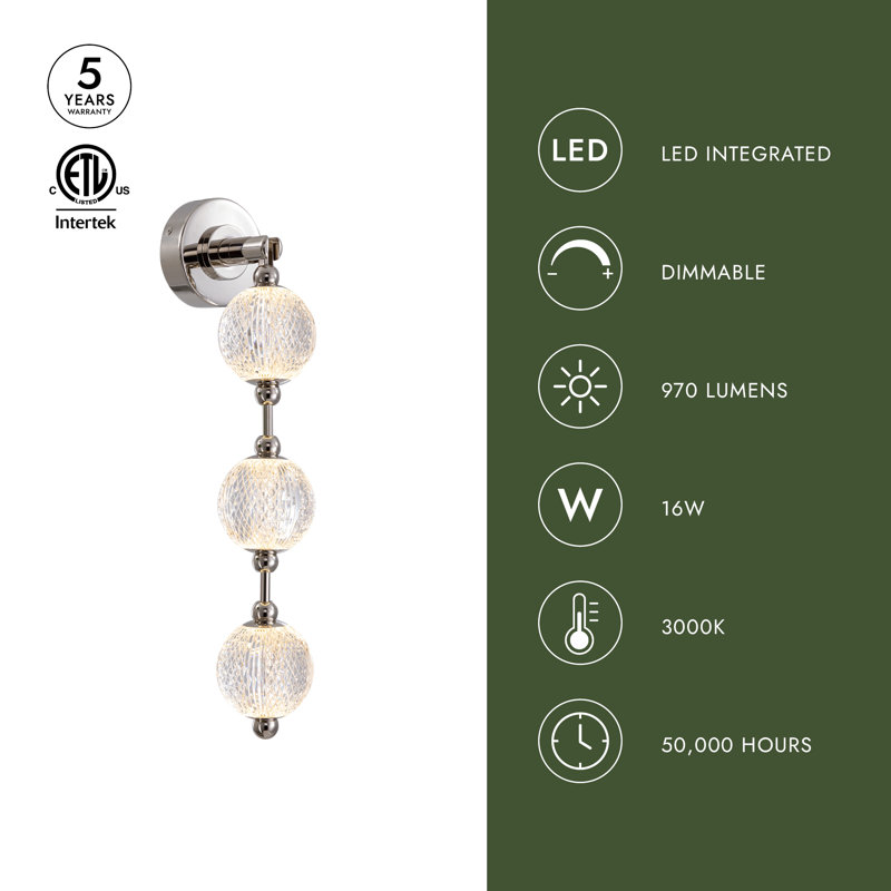 Marni 1 - Light LED Bath Sconce, Natural Brass