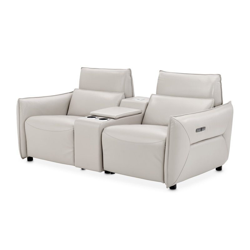 Mia Bella 78'' Recessed Arm Reclining Loveseat, Light Gray