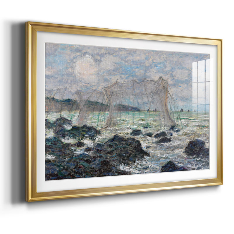 Monet, impression sur papier encadrée, H 19 po x l 27 po x P 1,5 po, Or