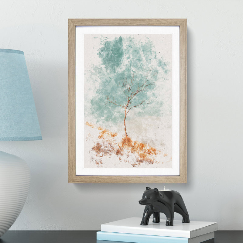 Lonely Tree - Framed Print, 33cm H x 24cm W x 2cm D, Oak Framed