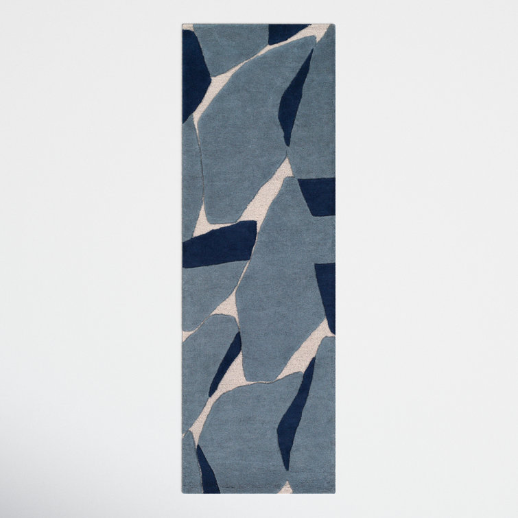 Sean Abstract Handmade Tufted Wool Light Blue/Navy/Light Slate Area Rug