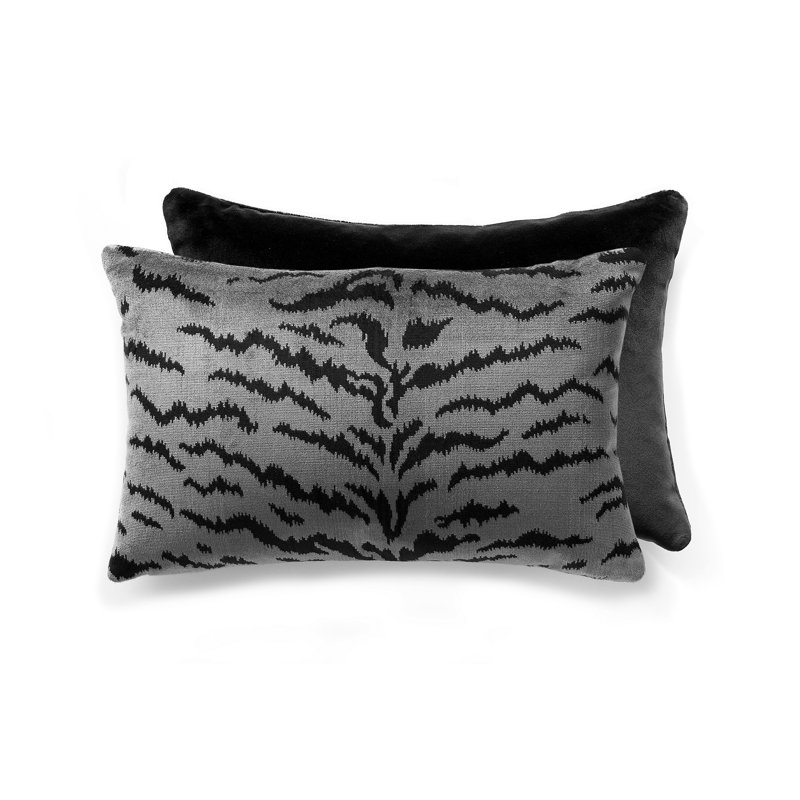 Wild Glamour Silk Pillow Cover & Insert, 14" H x 22" W x 6" D, Ivory/Black