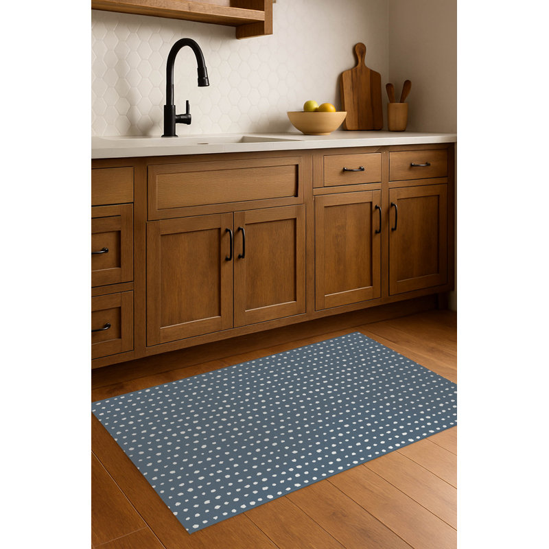 Tapis de cuisine léger Dot Dot, Bleu, Rectangle 5 pi x 7 pi