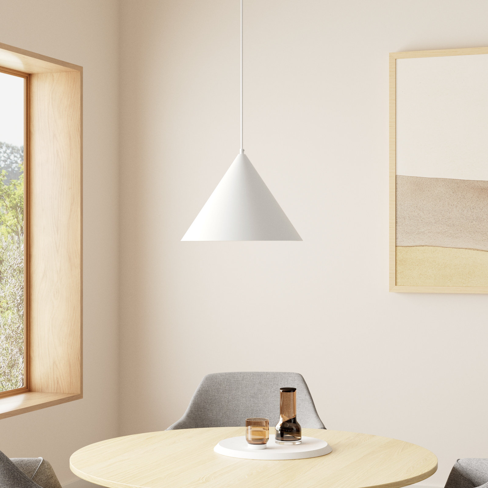 Hannigan Single Light Metal Dimmable LED Pendant, White