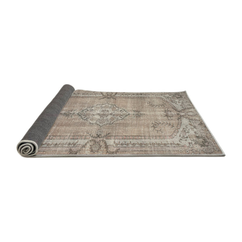 Tapis contemporain brun / gris, Rond 6 pi