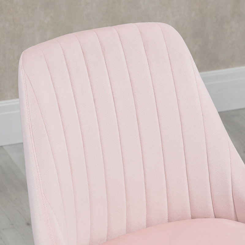 Fauteuil de bureau à dossier moyen en velours pivotant pour ordinateur de bureau ou chambre à coucher, Rose