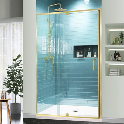 44 - 48 in. W x 71 in. H Pivot Semi-Frameless Sliding Shower Door in with SGCC Tempered Glass