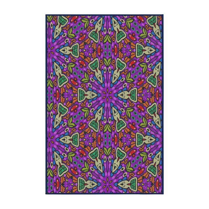 Violet/rouge/vert Tapis décoratif, Rectangle 5 pi x 7 pi