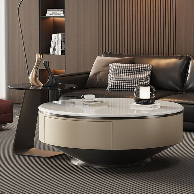 Ensemble de tables basses rondes en marbre, H 15,7 po x L 35,4 po x l 35,4 po