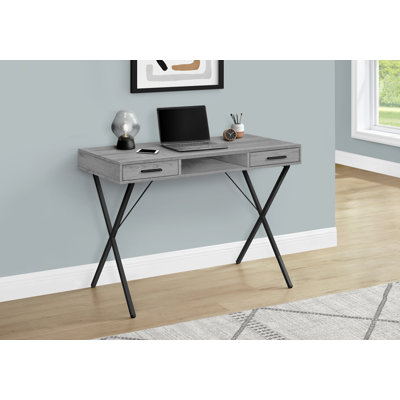 Bureau d'ordinateur, bureau personnel, ordinateur portable, installation à gauche, à droite, tiroirs de rangement, L 42 po, travail, stratifié, métal, contemporain, moderne