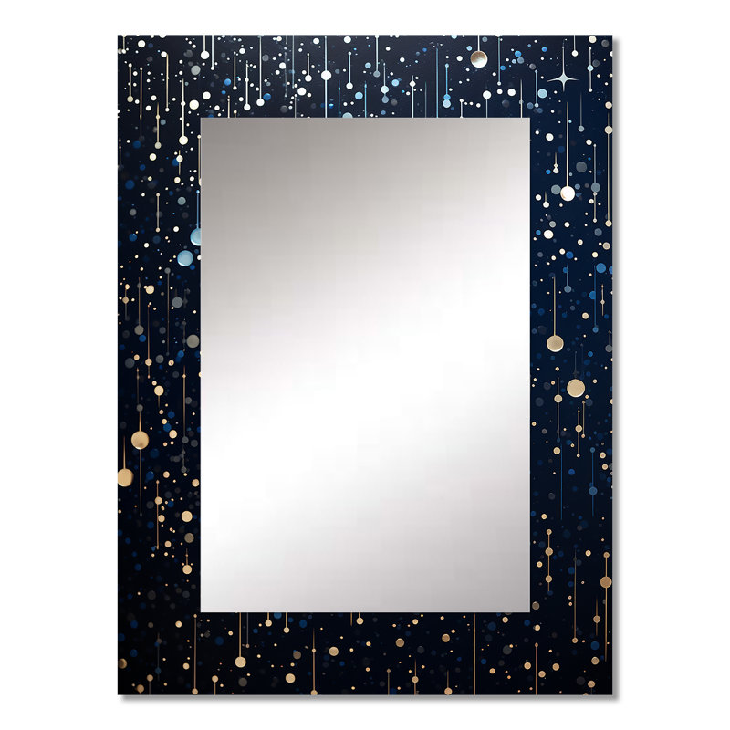Indian Art Starry night sky 1 - Indian Art Mirror, Global Unique Wall Mirror, Printed Metal Art, 32" x 24"