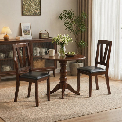 Dining Chairs Rubber Wood Frame Cushioned Seat Kitchen Dining Room Chairs (Set of 2)