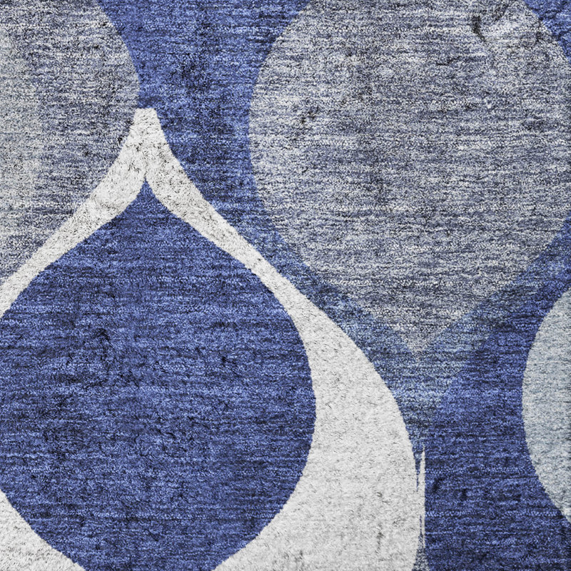 Tapis Dream Shag ADS749 de style moderne du milieu du siècle, lavable à la machine de qualité supérieure, Navy, 3' x 5'